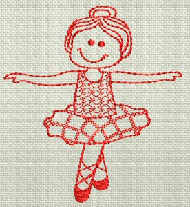 Machine Embroidery Designs | Ballet Redwork | Bunnycup Embroidery