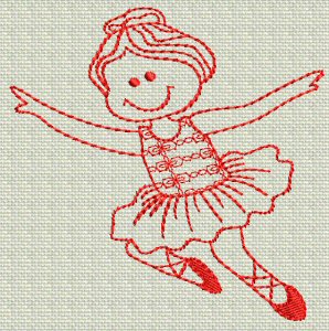 Machine Embroidery Designs | Ballet Redwork | Bunnycup Embroidery