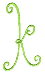 Bunnycup Embroidery | Swirly Alphabet Lower Case k
